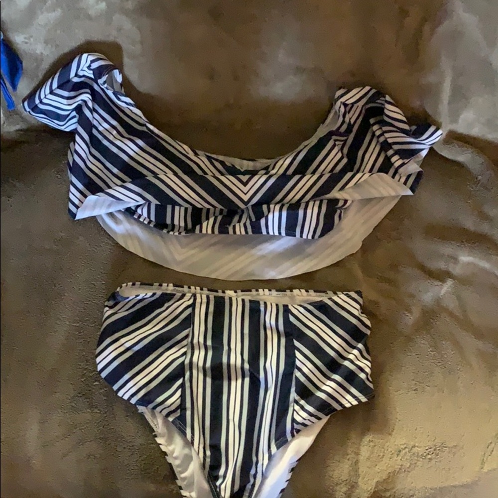Striped Two Piece Bathing Suit